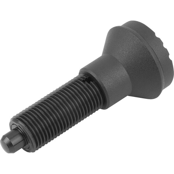 Indexing Plunger Wo. Groove Size:3 D1=M16X1, 5, Form:G Steel, Hardened, Comp: Plastic, Comp:Black